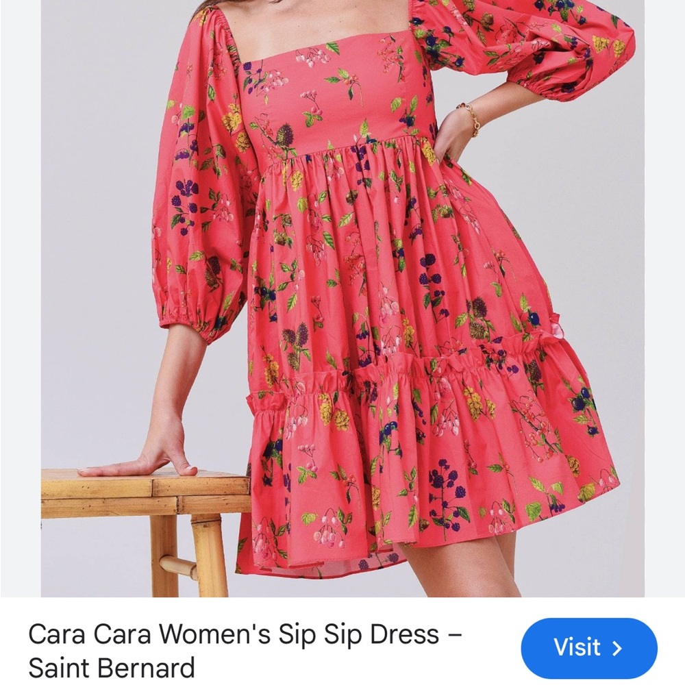 Cara Cara Floral Square-Neck Mini Dress - Coral Pink
